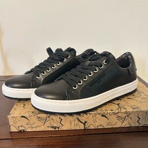 Karl Lagerfeld Black Leather Sneakers for Men